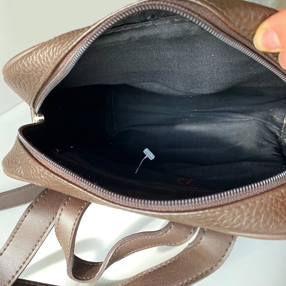 Vintage Esprit Sling Bag Mini Backpack Brown Vegan Leather main image 8